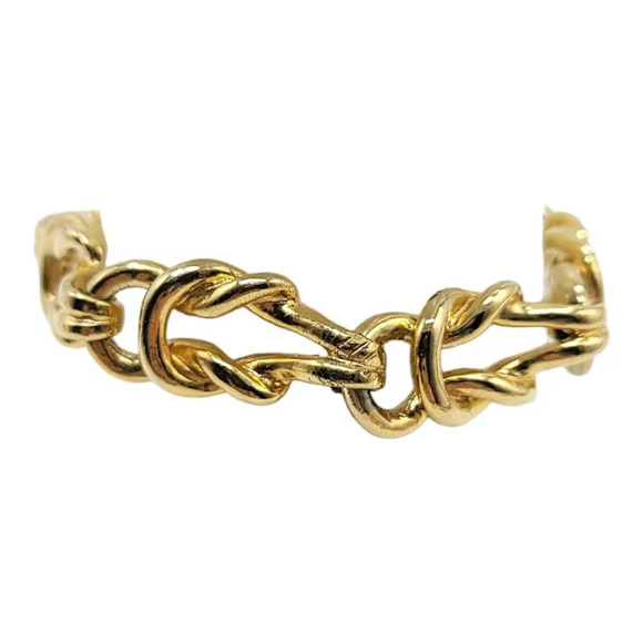 Lovers Knot Gold Tone 1980s Vintage Chain Link Bracelet 7" - Picture 2 of 6